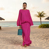 Women's Long Sleeve Top & Irregular Hem Skirt Set | Elegant Solid Color 2-Piece in 4 Colors