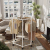 360 Rotating Freestanding Clothing Rack, Hexagonal Carbon Steel Organizer with Wheels