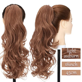 Buy light-auburn Synthetic Long Wavy Fake Ponytail Extension