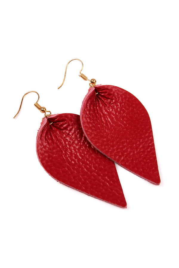 Teardrop Shape Genuine Leather Earrings