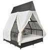 Outdoor Daybed Patio Lounge Bed With Adjustable Backrest Outdoor Double Sun Lounger With Curtains, 4 Pillows for Garden