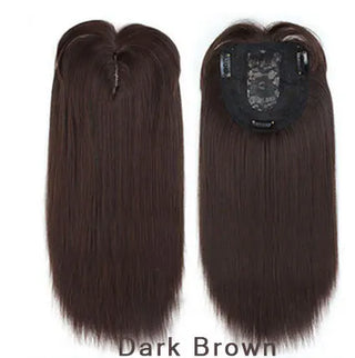 Buy dark-brown 14inch Straight Synthetic Blonde Hair With Bangs for Women Clip-In One-Piece Hair Extension High Temperature Fiber