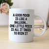Funny Coffee Mug – Witty Balloon Saying Ceramic Cup | Dishwasher Safe Gift