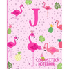 Composition Notebook J: Pink Flamingo Initial J Composition Wide Ruled Notebook - Paperback