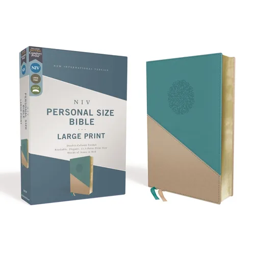 Niv, Personal Size Bible, Large Print, Leathersoft, Teal/Gold, Red Letter Edition, Comfort Print - Imitation Leather