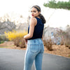 Scalloped Embroidered Eyelet Hem Capris