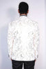 Peak Lapel Slim Fit Gold Patterned White Men Dinner Jacket - Wessi