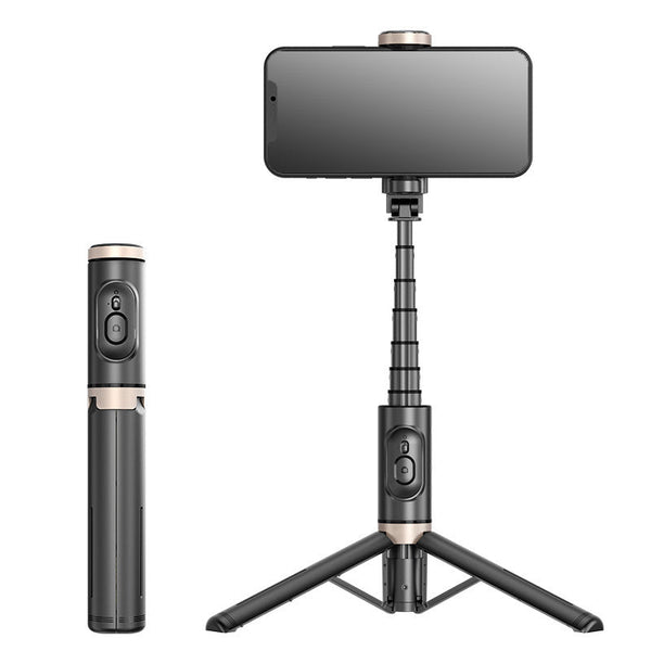 Mobile Phone Bluetooth Selfie Stick with Rotating Fill Light and Hidden Tripod Live Streaming Stand