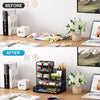 Iron Mesh Desk Organizer Multi-Layer Stationery Storage Box Office School Supplies