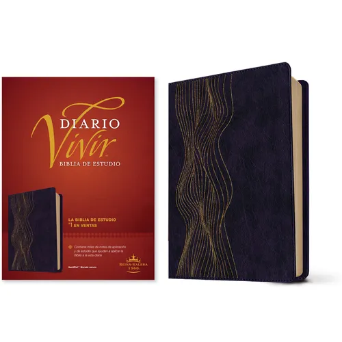 Biblia de Estudio del Diario Vivir Rvr60 (Sentipiel, Morado Oscuro, Letra Roja) - Imitation Leather