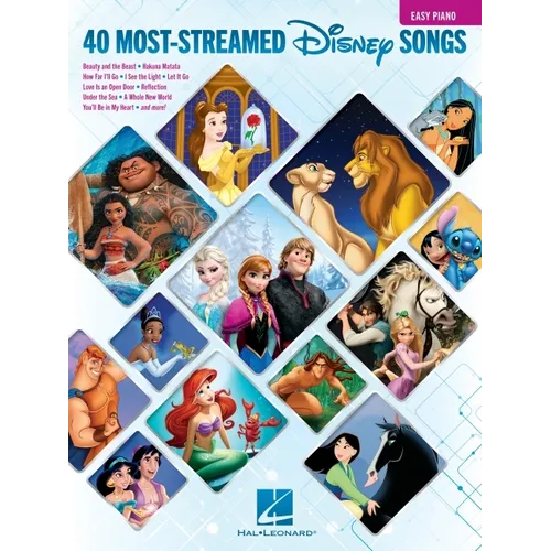 The 40 Most-Streamed Disney Songs: Easy Disney Piano Sheet Music Songbook for Beginners - Paperback