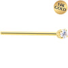 Solid 14K Yellow Gold 2mm Genuine Diamond Nose Ring