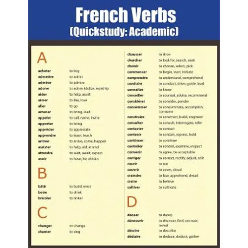 French Verbs: Quick Study Academic - Paperback