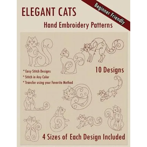 Elegant Cats Hand Embroidery Pattern - Paperback