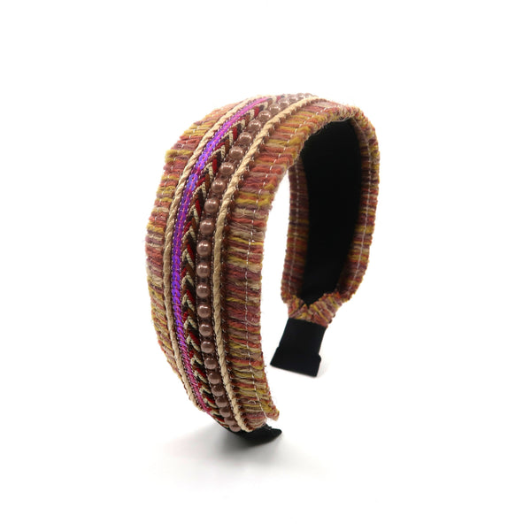 Boho Raffia Pearl Decor Headband HB2417-25 (12PC)