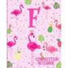 Composition Notebook F: Pink Flamingo Initial F Composition Wide Ruled Notebook - Paperback