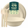 Bosnal – Sugarcane Bagasse Compostable 10 inch & 7 inch Round Plates, 32 Oz Bowls with Cutlery