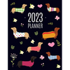 Dachshund Planner 2023: Funny Dog Monthly Agenda January-December Organizer (12 Months) Cute Puppy Scheduler with Flowers & Pretty Pink Hearts - Paperback