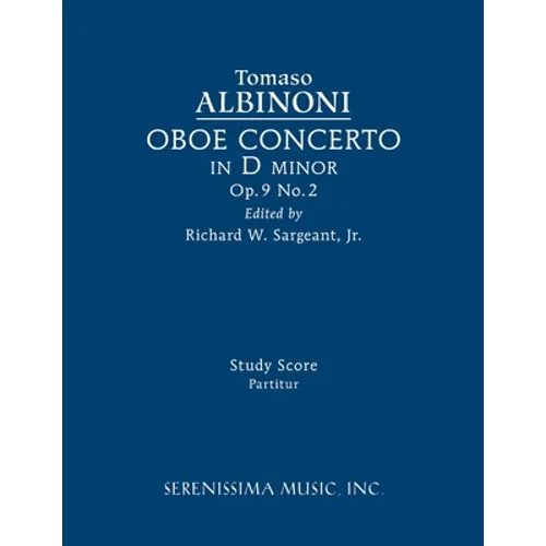 Oboe Concerto in D minor, Op.9 No.2: Study score - Paperback