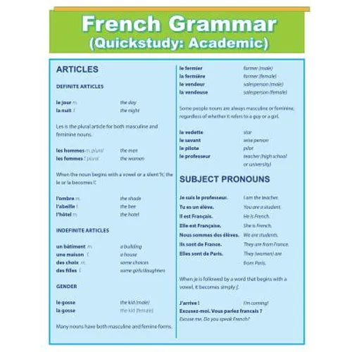 French Grammar: Quick Study Academic - Paperback