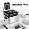 1700W Electric Deep Fryer 3L/5L Stainless Steel w Basket Timer Temperature