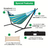 Heavy Duty Double Hammock with Steel Stand 450lbs Portable Outdoor Indoor Blue