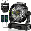 10400mAh 13hrs Rechargeable Automatic Oscillating Camping Fan with LED and Hook