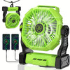 10400mAh 13hrs Rechargeable Automatic Oscillating Camping Fan with LED and Hook