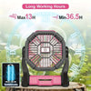 10400mAh 13hrs Rechargeable Automatic Oscillating Camping Fan with LED and Hook