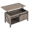 Lift Top Coffee Table 36" Farmhouse Rustic Wood Hidden Storage & Sliding Barn