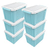 72/97QT Storage Box with Wheels & Lid – Stackable Heavy Duty Organizer 4-6-Pack