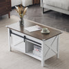 Lift Top Coffee Table 36" Farmhouse Rustic Wood Hidden Storage & Sliding Barn