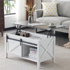 Lift Top Coffee Table 36" Farmhouse Rustic Wood Hidden Storage & Sliding Barn