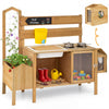 Wooden Mud Kitchen for Kids with Detachable Bird Cage
