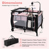 Baby Playpen with Changing Table and Bassinet - Pink