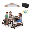 Kids Wooden Picnic Table Set with Umbrella and Sand Boxes
