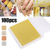 100Pcs Imitation Gold Foil Paper Leaf Sheets | Gilding Supplies for Furniture, Crafts, and DIY Decor