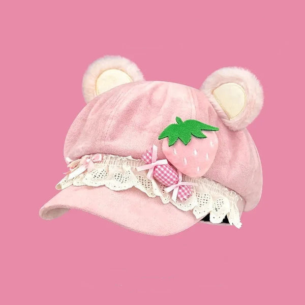 Kawaii Strawberry Bear Hat