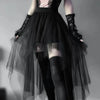 Casual Skirts Punk Sexy Net Yarn High-Waisted Irregular Skirt for Women Summer New European and American Gothic Style Versatile