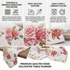 DaDa Bedding Romantic Roses Pink White Lovely Floral Quilted Dining Table Runner (879)