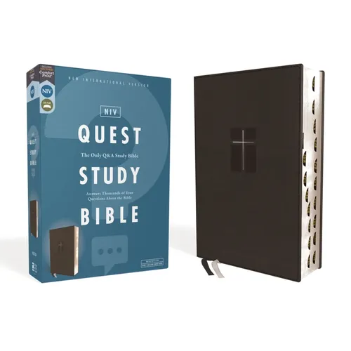 Niv, Quest Study Bible, Leathersoft, Black, Indexed, Comfort Print: The Only Q and A Study Bible - Imitation Leather