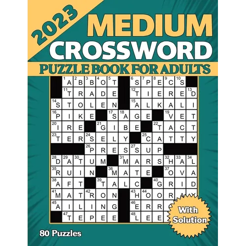 2023 Medium Crossword Puzzle Book For Adults With Solution - Paperback