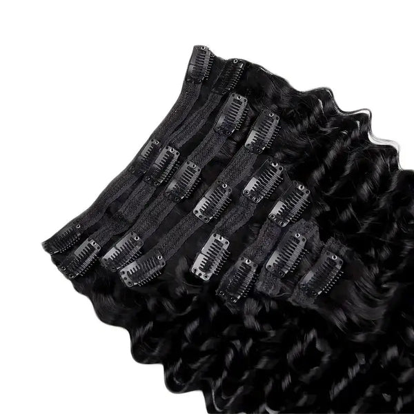 Human Hair Deep Wave Clip in Hair Extensions