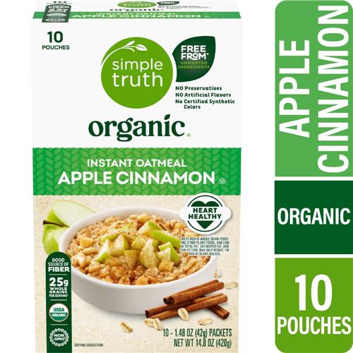 Simple Truth Organic Apple Cinnamon Instant Oatmeal 10 ct / 1.4 oz