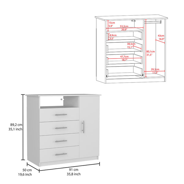 Dresser Beaufort, Four drawers - White