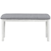 Mid-Century 6-Piece Trestle Table Set With Victorian Round Upholstered Dining Chairs and Long Bench, Gray+Antique White
