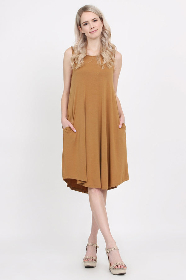 Sleeveless Pocket Swing Dress