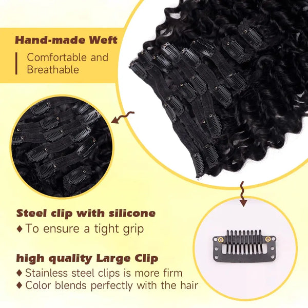 Deep Wave Clip Ins Human Hair Extensions
