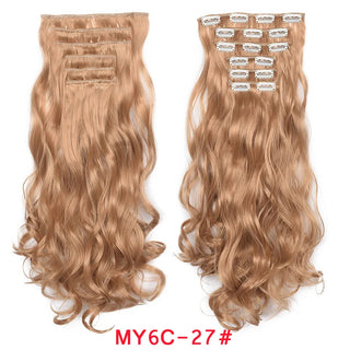 Buy my6c-27 16 Clips Clip in Hair Extension Long Synthetic Hair Heat Resistant Hairpiece Natural Wavy Ombre Hair Piece 6Pcs/Set 20Inch LIHUI