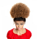 10inch Afro Puff Hair Bun Drawstring Ponytail Wigs Kinky Curly Human Hair Clip in Extensions Yepei Remy Hair